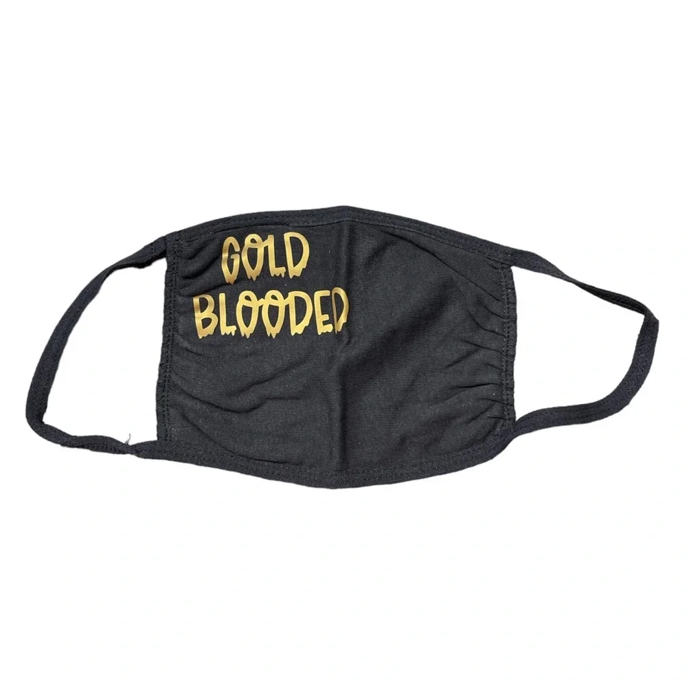 GOLD BLOODED San Francisco 49ers Two Layer Black Fabric Mask NWOT